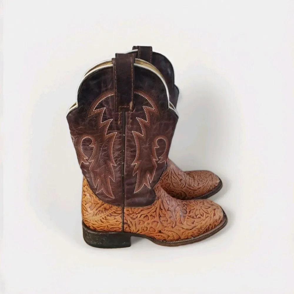 Moreria Brown Men's Cowbow Boots - Square Toe - Made In Mexico - Size 7 Wide
